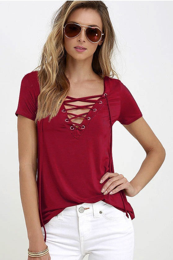 Women's Fashion Casual Solid Color Short-sleeved Tops