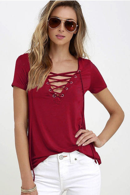 Women's Fashion Casual Solid Color Short-sleeved Tops