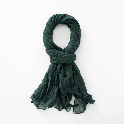 Women's Natural Wrinkle Pure Linen Scarf Shawl