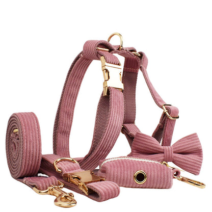 Corduroy Pet Collar Traction Rope