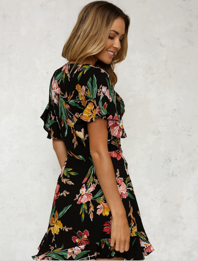 Short sleeve printed dress