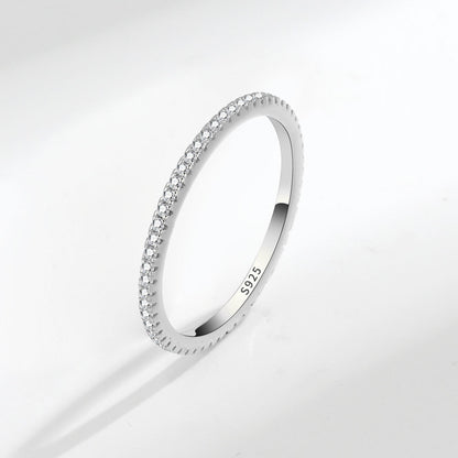 S925 Silver Fashion Full Diamond Little Finger Ring Single Row Ring