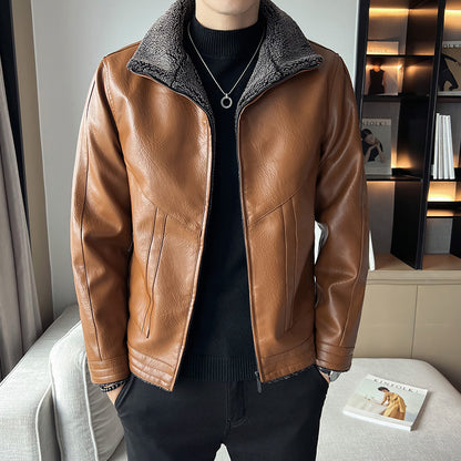 Hong Kong Style Velvet Padded Plus Size Mens Leather Jackets Urban Opulence