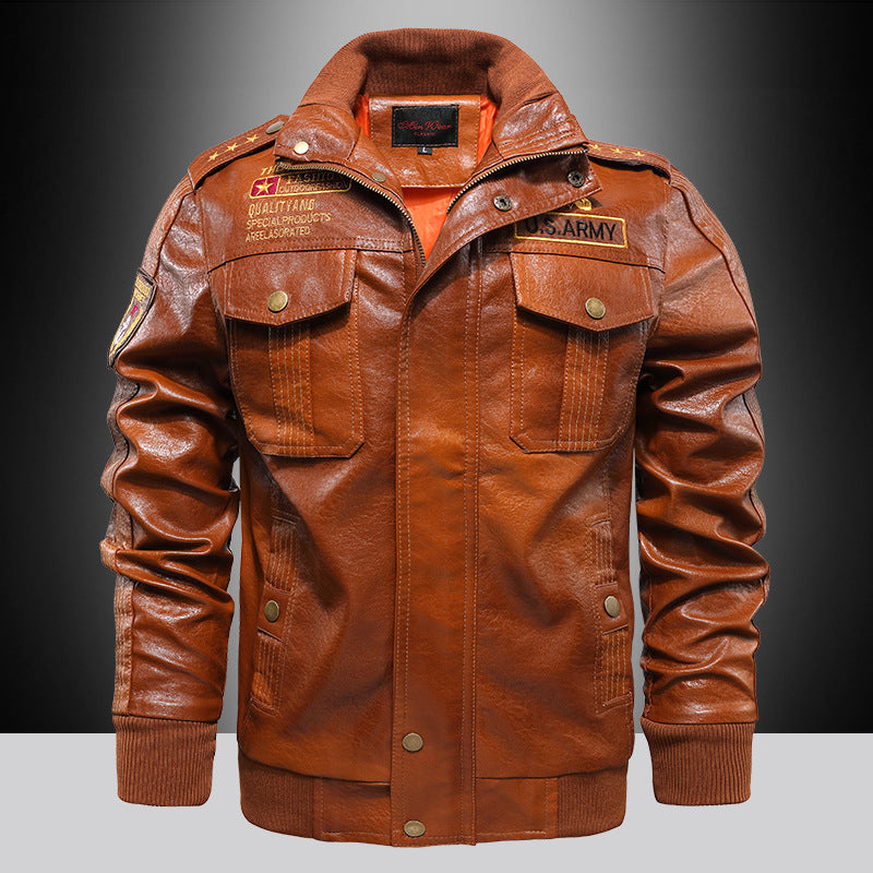 Leather Jacket Mens Stand-Up Collar Slim Fit Short Tailored Intensity