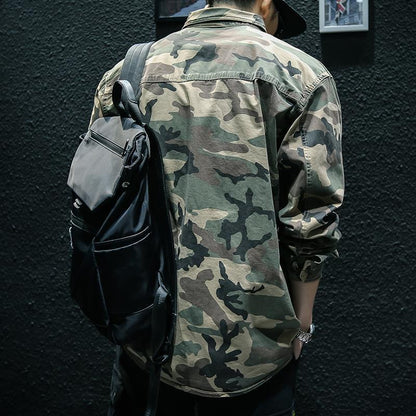 Camouflage Long Sleeve Tooling Shirt Jacket Men
