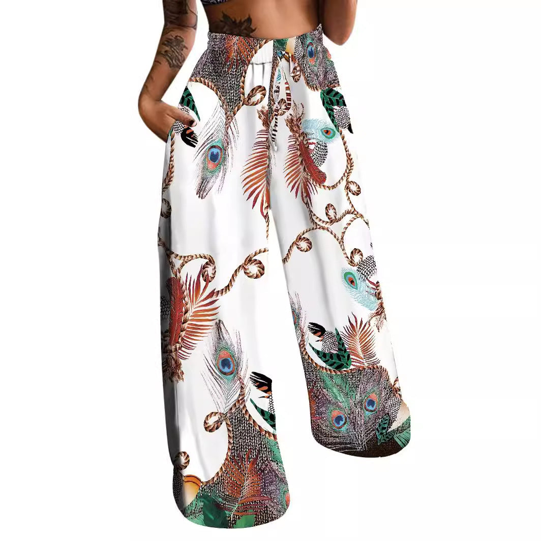 Peacock Positioning Printing Women's Pants