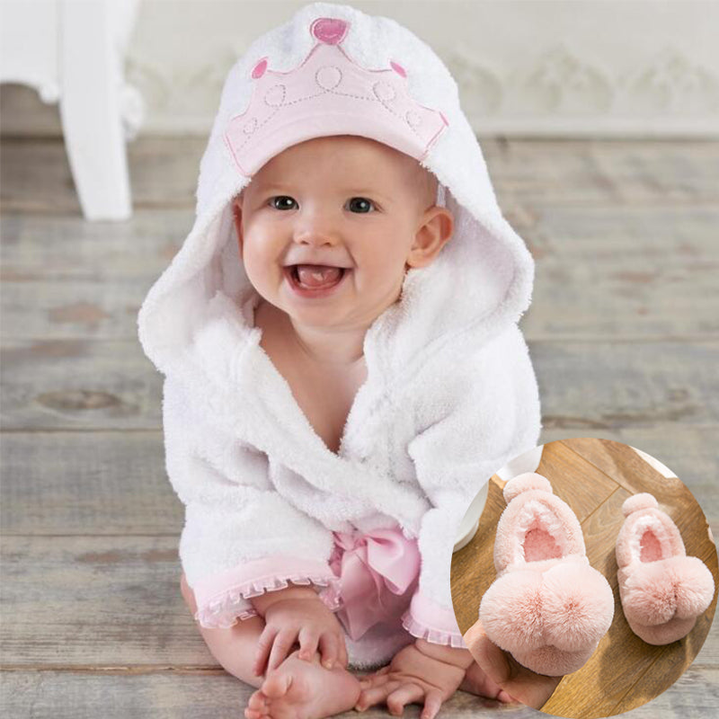 The Royal Plush Collection: Children’s Bathrobe & Slipper Set