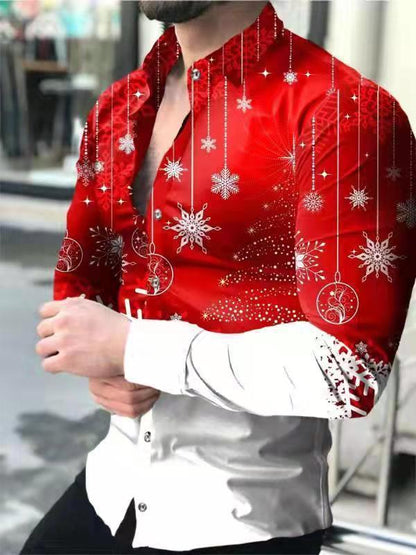 New Street Fashion European And American Youth Long Sleeve Shirt 3D Printed Casual Slim Fit Men Irregular Pattern Print