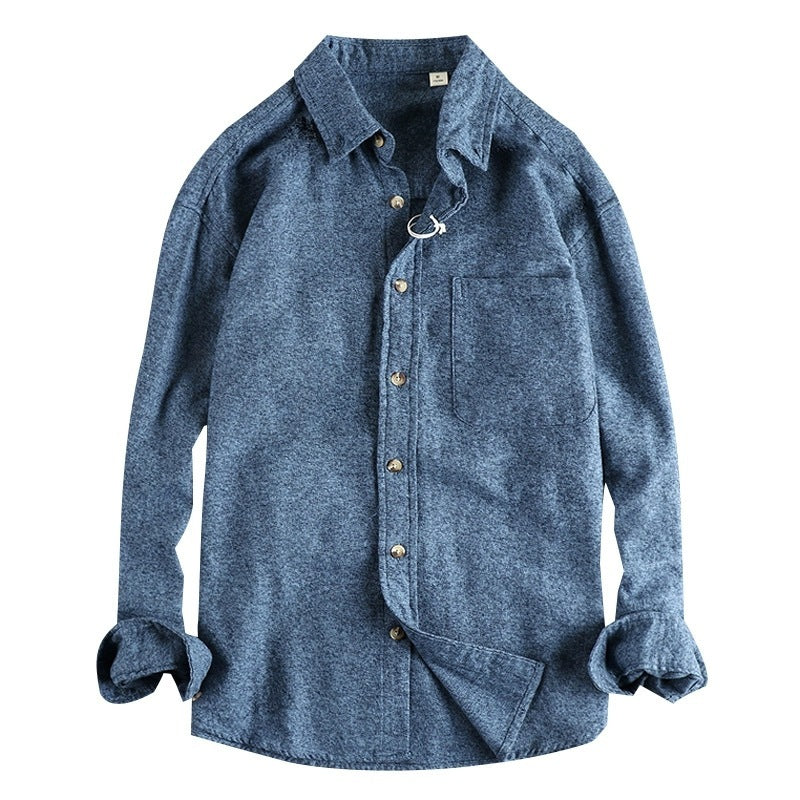 Long Sleeve Shirt Men's High-grade Youth Pocket Shirt