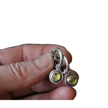 Simple Round Colorful Beads Circle Ancient Silver Earrings