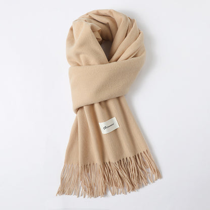 Simple Tassel Shawl Warm Artificial Cashmere Scarf