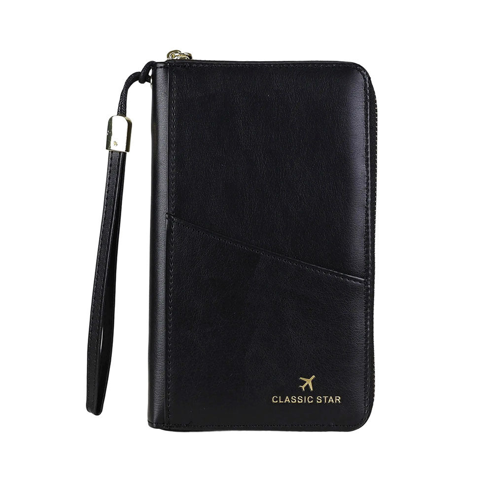 RFID Barrier Passport Holder Genuine Leather Wallet
