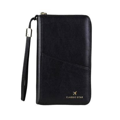 RFID Barrier Passport Holder Genuine Leather Wallet