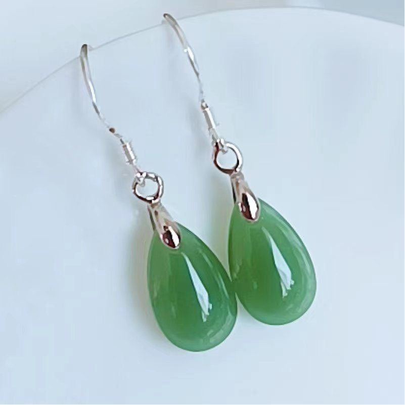 Natural Hetian Water Drop Female Jade Eardrop Earrings
