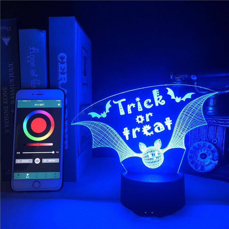 The Bat Silhouette: Halloween 3D Night Light Alarm