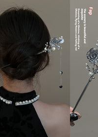 Black Flower Hairpin