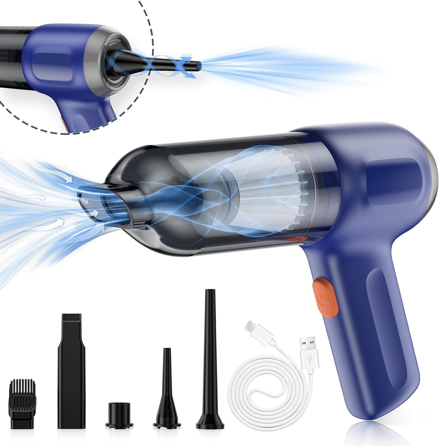 DualAction Vac: Integrated Blow & Suction Wireless Car Vacuum