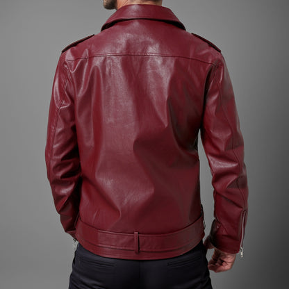 Slim-Fit Lapel Leather Jacket Precision Tailored Elegance