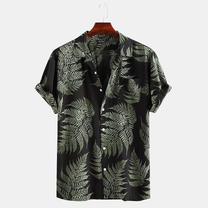 Cotton Linen Hawaiian Printed Cardigan Short Sleeve