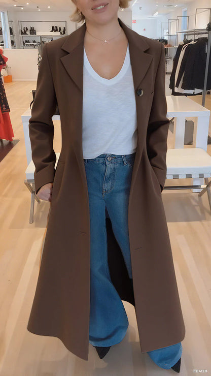 Women's Coat Lapel Leopard Print Casual Trench Women's Clothing