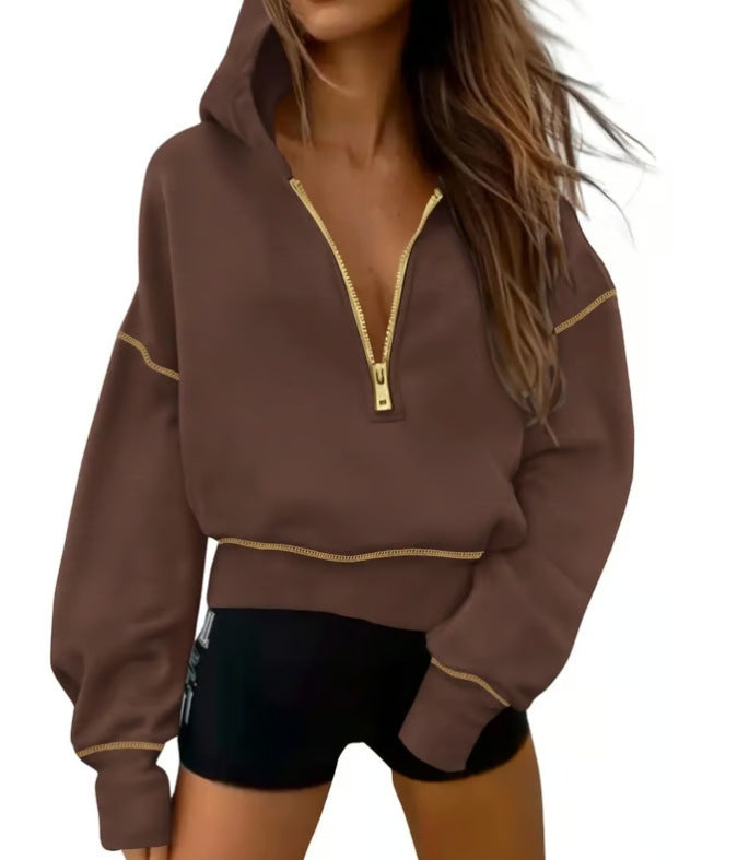 Women's Half Zipper Short Sweater