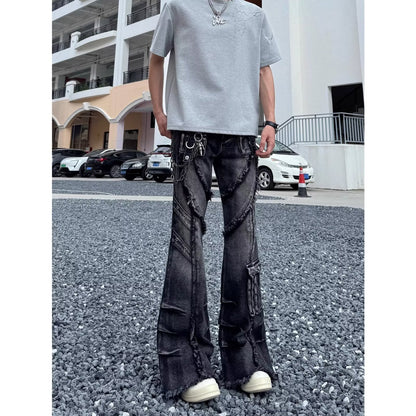 High Street Fan Color Jeans Women's Multi-pocket