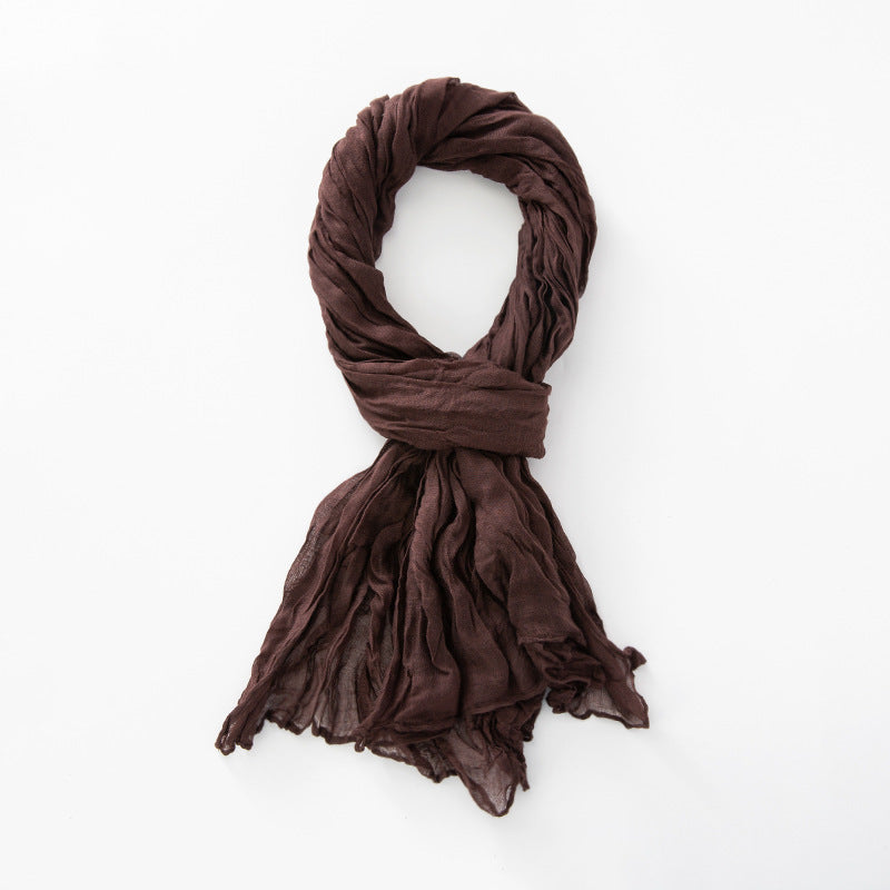 Women's Natural Wrinkle Pure Linen Scarf Shawl