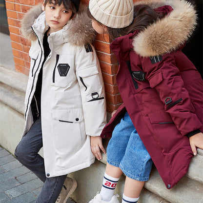 The Grand Arctic: Plus-Size Fur-Collar Mid-Length Down Jacket