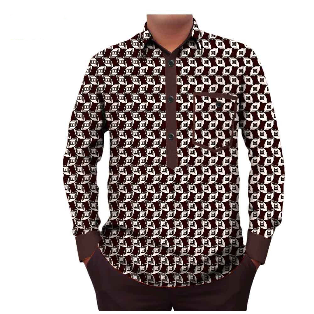 Men's T-shirt with printed batik cotton