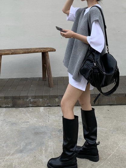 Plus Size V-neck Knitted Vest Women