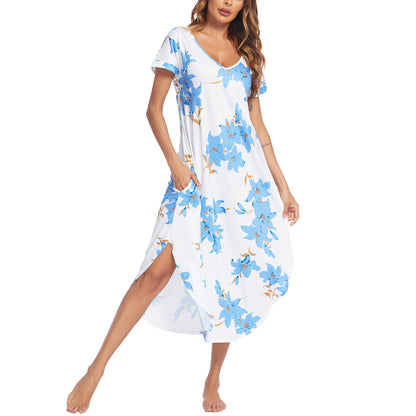 V-neck Split Irregular Hem Homewear Pajamas For Women