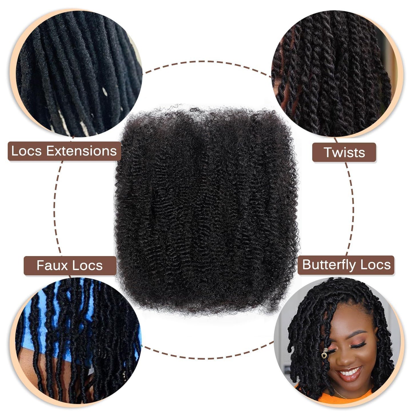 African 4C Hair Crochet Human Weaving Natural Color Fashion