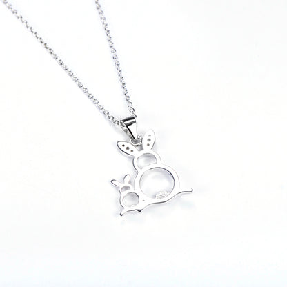 Cute Golden&Silver Rabbits Pendant 925 Silver Necklace