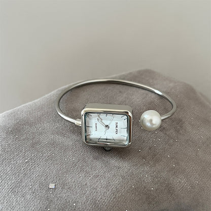 Gold Square Pearl Women's Light Luxury Exquisite Bracelet Watch