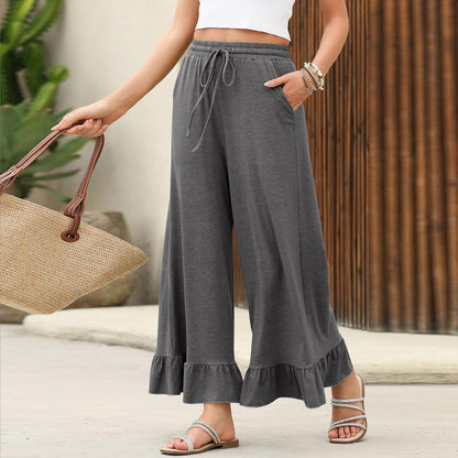 Ruffled Thin Loose Casual Pants For Women