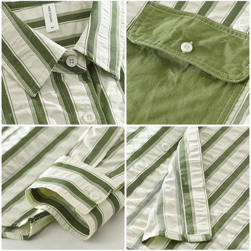 Japanese Minimalist Stripe Long Sleeve Fashion Shirt