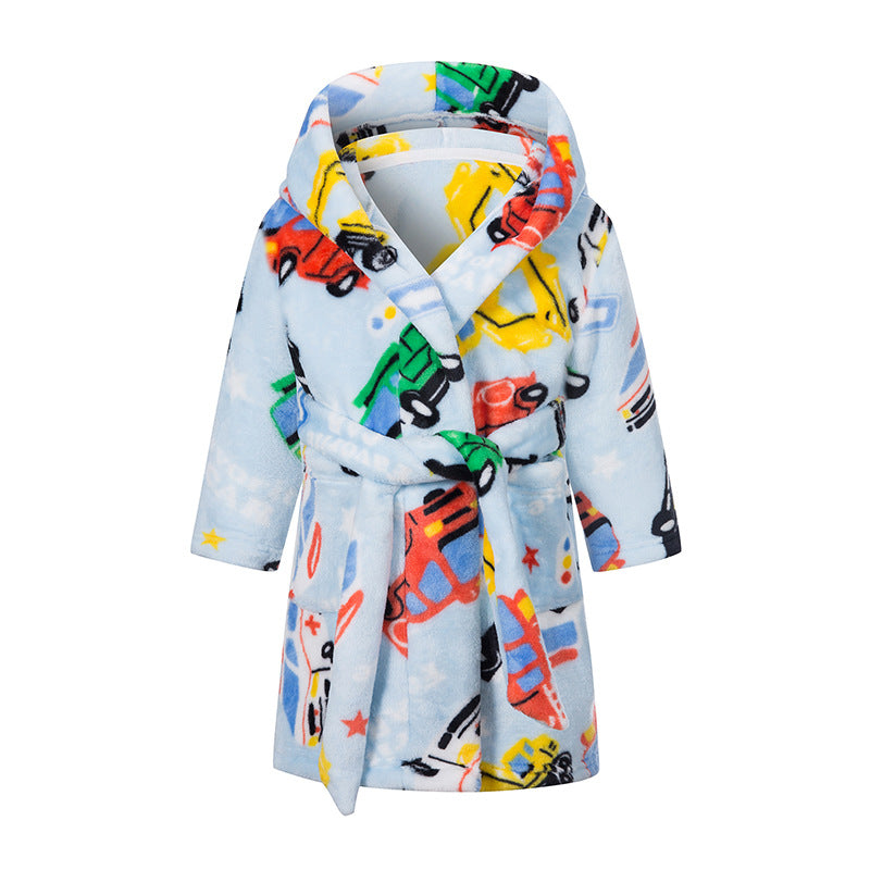 Velvet Dreams: Children’s Flannel Cartoon Print Nightgown