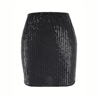 Christmas Halloween Party Style Sexy Hot Girl Sequined Sheath High Waist Short Mini Skirt