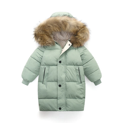 The Arctic Crest: Big Fur Collar Mid-Length Thickened Winter Coat