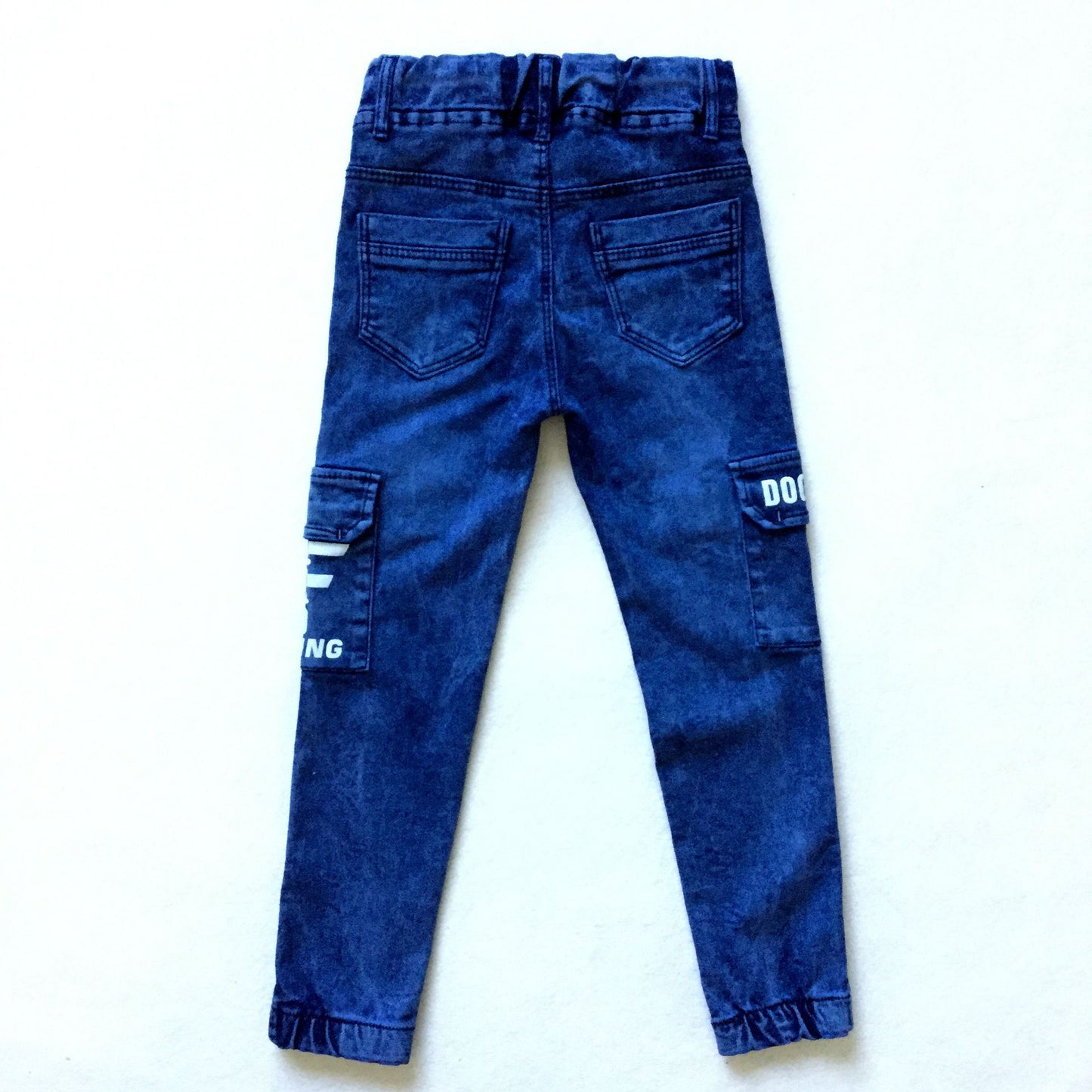 Industrial Monogram Print Multi-Pocket Utility Jeans