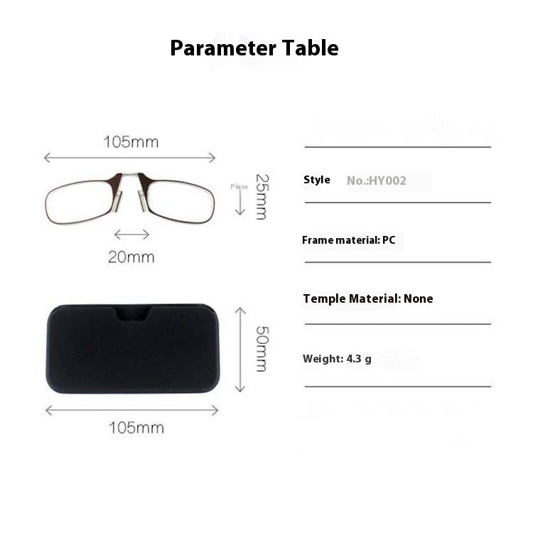 Unisex Legless Nose Clip Elderly Sticky Mobile Phone Portable Ultra-thin Glasses Case
