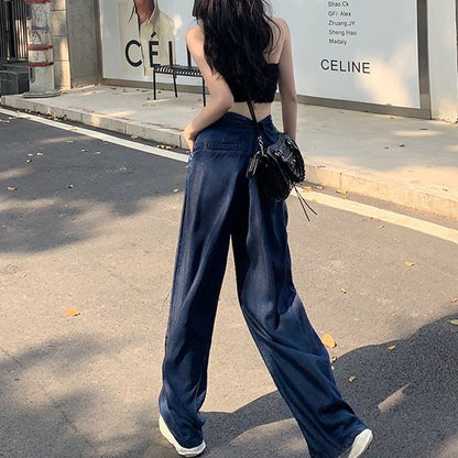 Summer Thin Dark Blue Jeans For Women