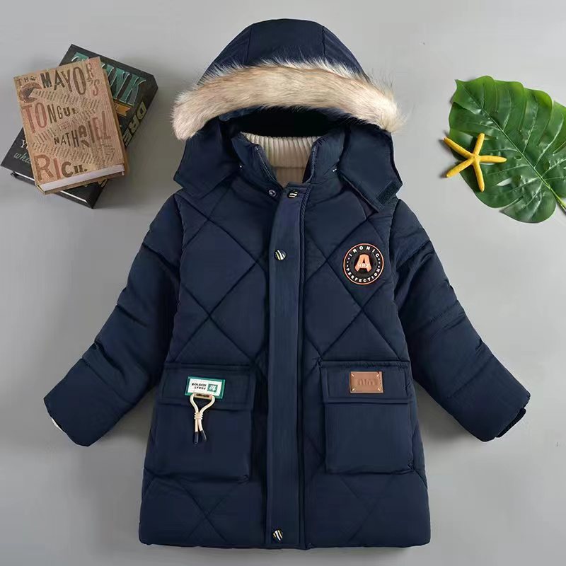 The Winter Solid: Boys’ High-Density Thick Cotton-Padded Jacket