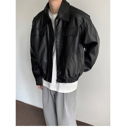 Vintage Motorcycle Leather Coat Mens Autumn Timeless Rider Style