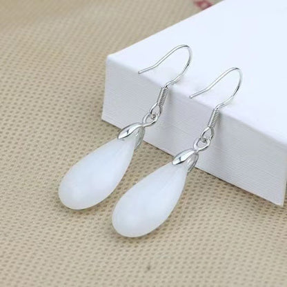 Natural Hetian Water Drop Female Jade Eardrop Earrings