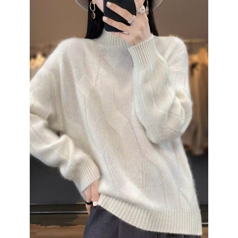 Comfortable Slimming Soft Glutinous Knitted Thickened Half-high Collar Sweater