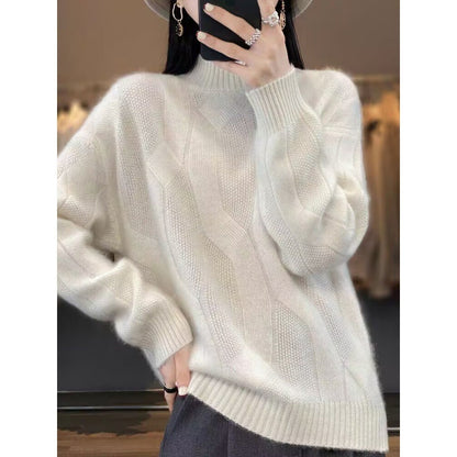 Comfortable Slimming Soft Glutinous Knitted Thickened Half-high Collar Sweater