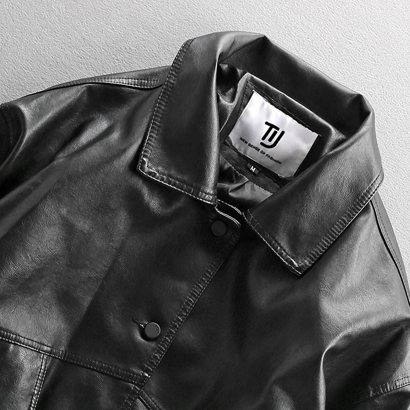 Leather Mens Motorcycle Youth Pilot PU Leather Jacket Dynamic Adventure