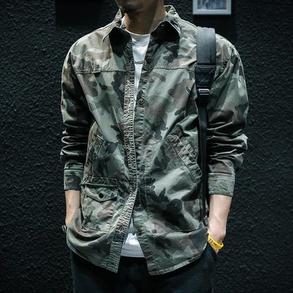 Camouflage Long Sleeve Tooling Shirt Jacket Men