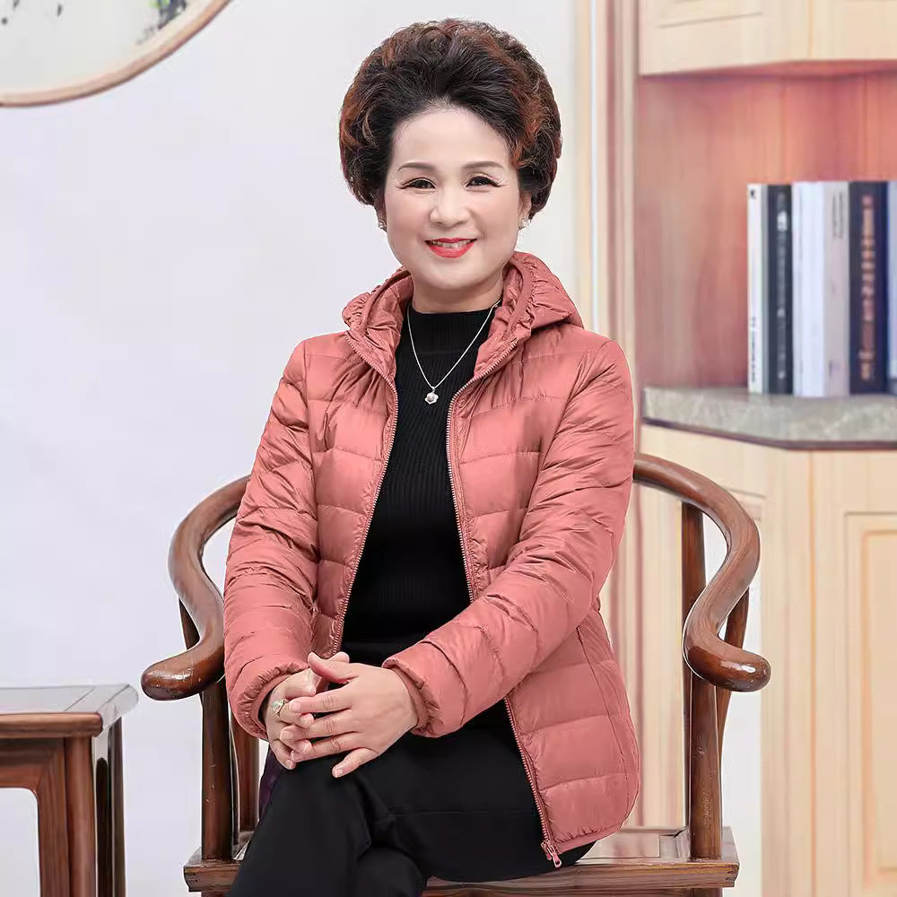 Light White Duck Down Mother Down Jacket Women's Short Chic Coat